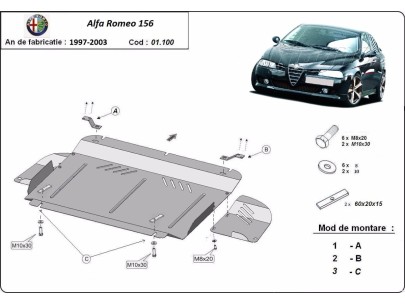 Ocelový kryt motoru Alfa Romeo 156 (1997-2003)