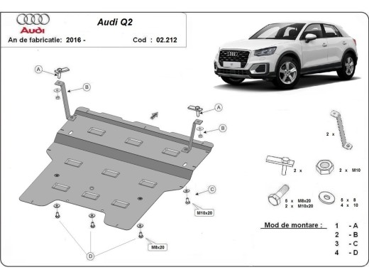 Ocelový kryt motoru Audi Q2 (2016-2020)Audi Q2