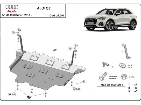Ocelový kryt motoru Audi Q3 (2018-2025)Audi Q3