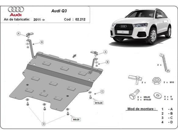 Ocelový kryt motoru Audi Q3 (2011-2018)Audi Q3