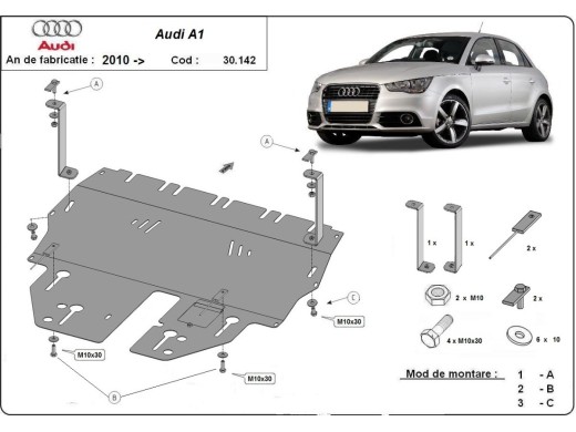 Ocelový kryt motoru Audi A1 (2010-2017)Audi A1