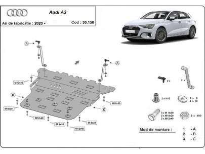 Ocelový kryt motoru Audi A3 (2020-2026)
