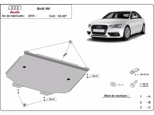 Ocelový kryt převodovky Audi A4 B9 (2016-2025)Audi A4