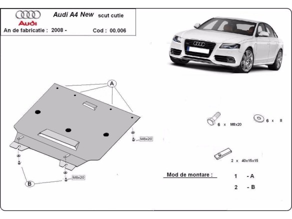 Ocelový kryt převodovky Audi A4 4 B8 (2008-2015)Audi A4