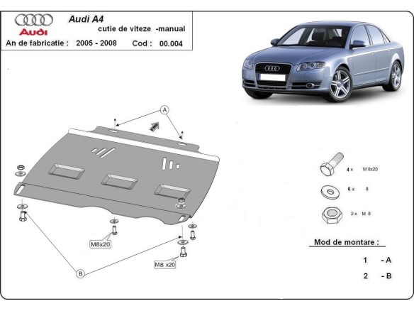 Ocelový kryt převodovky Manuální Audi A4 B7 (2005-2008)Audi A4