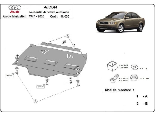 Ocelový kryt převodovky automat Audi A4 B6 (2000-2008)Audi A4
