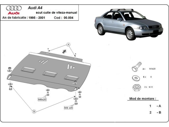 Ocelový kryt převodovky Manuální Audi A4 B5 (1995-2000)Audi A4