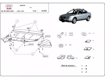 Ocelový kryt motoru Audi A4 B5 (1997-2000) 2