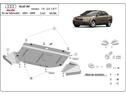 Ocelový kryt motoru Audi A4 B6 (2000-2005) 2