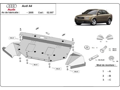 Ocelový kryt motoru Audi A4 B6 (2000-2005) 2