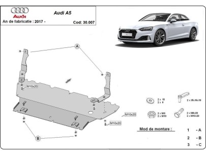 Ocelový kryt motoru Audi A5 (2017-2025) 2