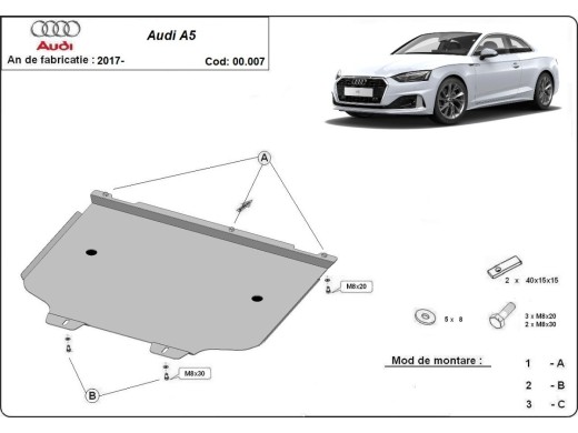 Ocelový kryt převodovky Audi A5 (2017-2025)Audi A5