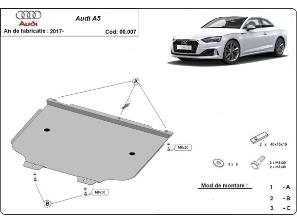 Ocelový kryt převodovky Audi A5 (2017-2025)Audi A5