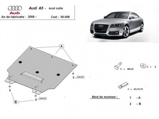 Ocelový kryt převodovky Audi A5 (2008-2016)Audi A5