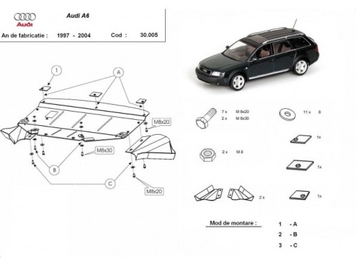Ocelový kryt motoru Audi A6 (1997-2004)Audi A6