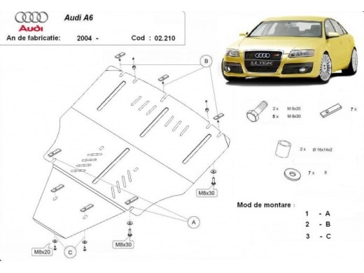 Ocelový kryt motoru Audi A6 (2004-2011)Audi A6