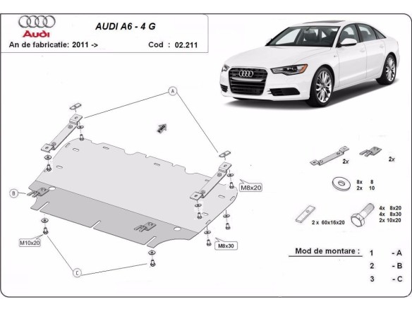 Ocelový kryt motoru Audi A6 (2011-2018)Audi A6