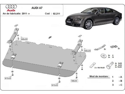 Ocelový kryt motoru Audi A7 (2011-2018) 2
