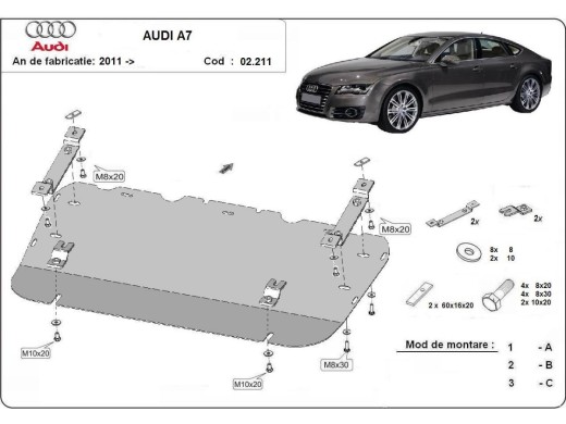 Ocelový kryt motoru Audi A7 (2011-2018)Audi A7