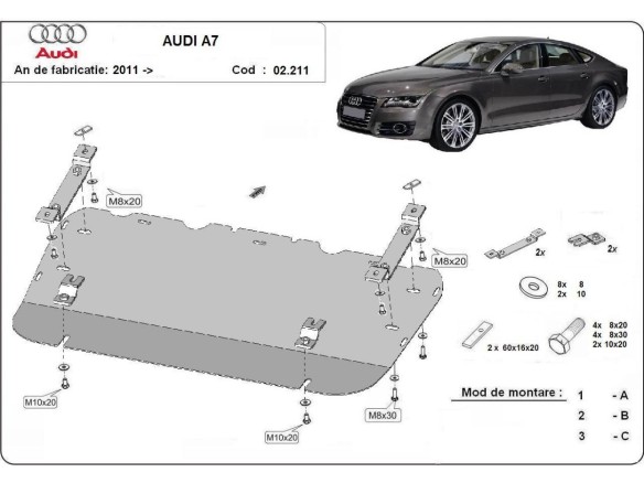 Ocelový kryt motoru Audi A7 (2011-2018)Audi A7