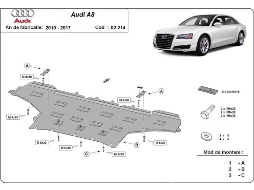 Ocelový kryt motoru Audi A8 (2010-2017)Audi A8