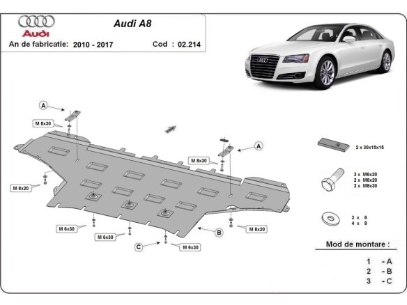 Ocelový kryt motoru Audi A8 (2010-2017)Audi A8