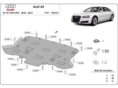 Ocelový kryt převodovky Audi A8 (2010-2017) 2
