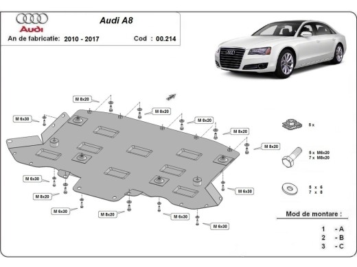 Ocelový kryt převodovky Audi A8 (2010-2017)Audi A8