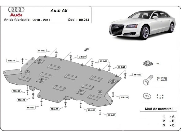 Ocelový kryt převodovky Audi A8 (2010-2017)Audi A8