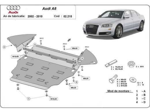 Ocelový kryt motoru Audi A8 (2002-2010)Audi A8