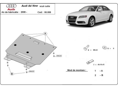 Ocelový kryt převodovky Audi A4 4 B8 All Road (2008-2014) 2