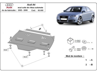 Ocelový kryt převodovky automat Audi A4 B7 All Road (2005-2008) 2