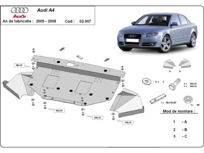 Ocelový kryt motoru Audi A4 B7 All Road (2005-2008) 2