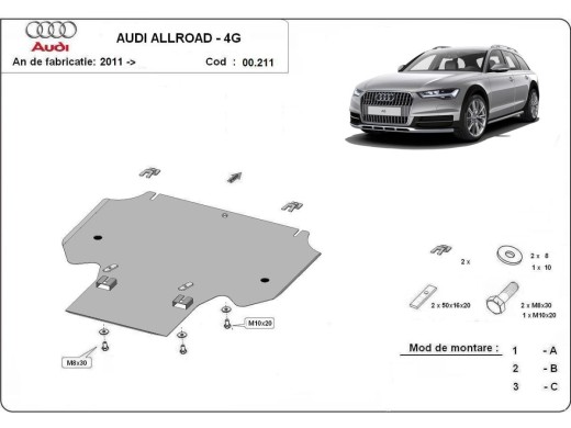 Ocelový kryt převodovky Audi All Road A6 (2011-2018)Audi Allroad