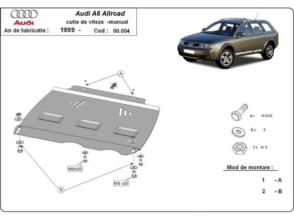 Ocelový kryt převodovky Manuální Audi Allroad A6 (2000-2005)Audi Allroad