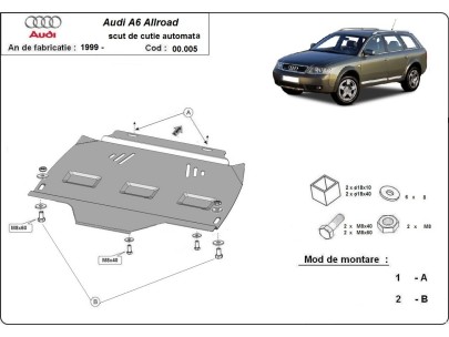 Ocelový kryt převodovky automat Audi Allroad A6 (2000-2005) 2