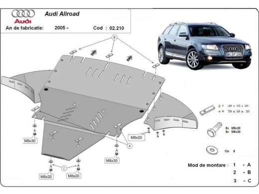 Ocelový kryt motoru Audi A6 Allroad 2 - s boky (2005-2011)Audi Allroad