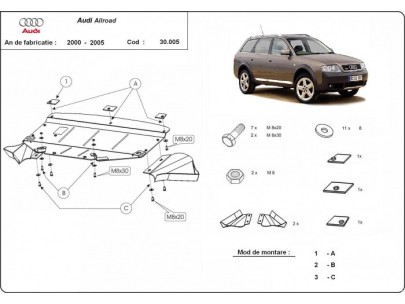 Ocelový kryt motoru Audi Allroad A6 (2000-2005) 2
