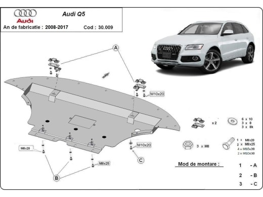 Ocelový kryt motoru Audi Q5 (2008-2017)Audi Q5