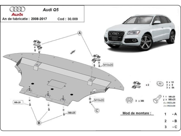 Ocelový kryt motoru Audi Q5 (2008-2017)Audi Q5