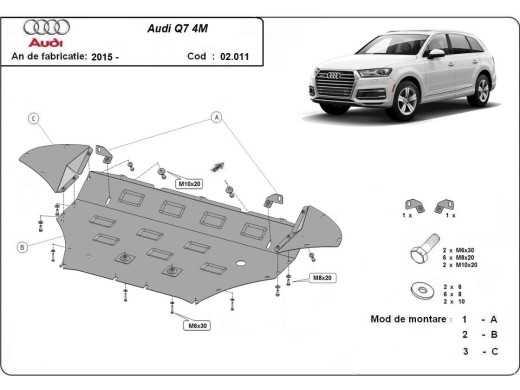 Ocelový kryt motoru Audi Q7 (2015-2025)Audi Q7