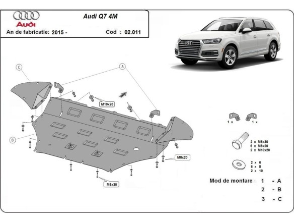 Ocelový kryt motoru Audi Q7 (2015-2025)Audi Q7
