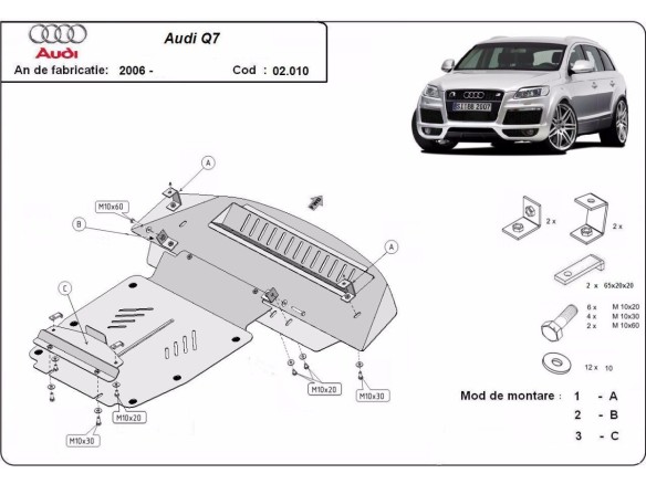 Ocelový kryt motoru Audi Q7 (2006-2015)Audi Q7