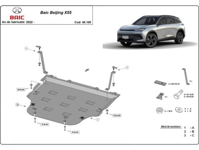 Ocelový kryt motoru Baic Beijing X55 (2022-2026) 2