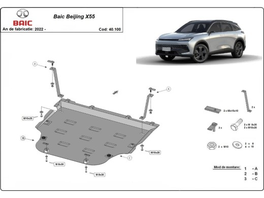 Ocelový kryt motoru Baic Beijing X55 (2022-2025)Baic Beijing X55