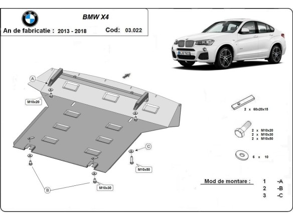 Ocelový kryt motoru BMW X4 (2014-2018)BMW X4