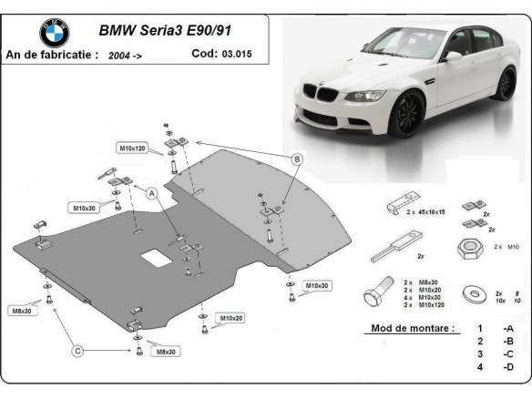 Ocelový kryt motoru BMW Seria 3 E90/91 (2004-2011)BMW Seria 3