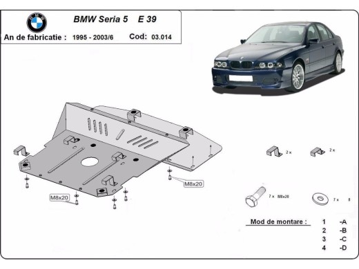 Ocelový kryt motoru BMW Seria5 E39 (1995-2003)BMW Seria 5