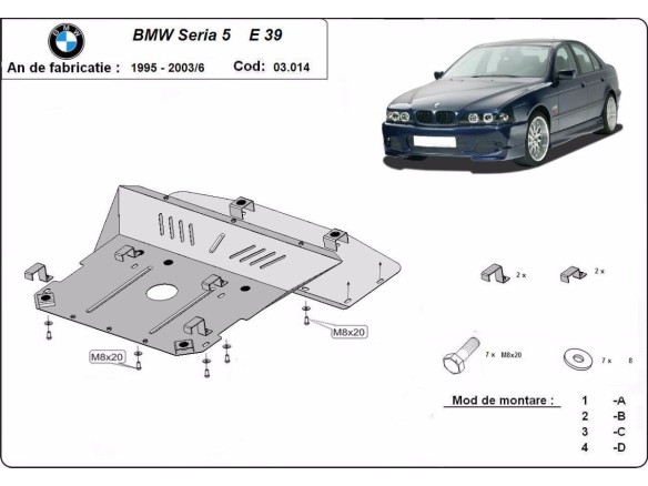 Ocelový kryt motoru BMW Seria5 E39 (1995-2003)BMW Seria 5