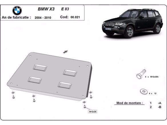 Ocelový kryt motoru BMW X3 (2003-2010)BMW X3